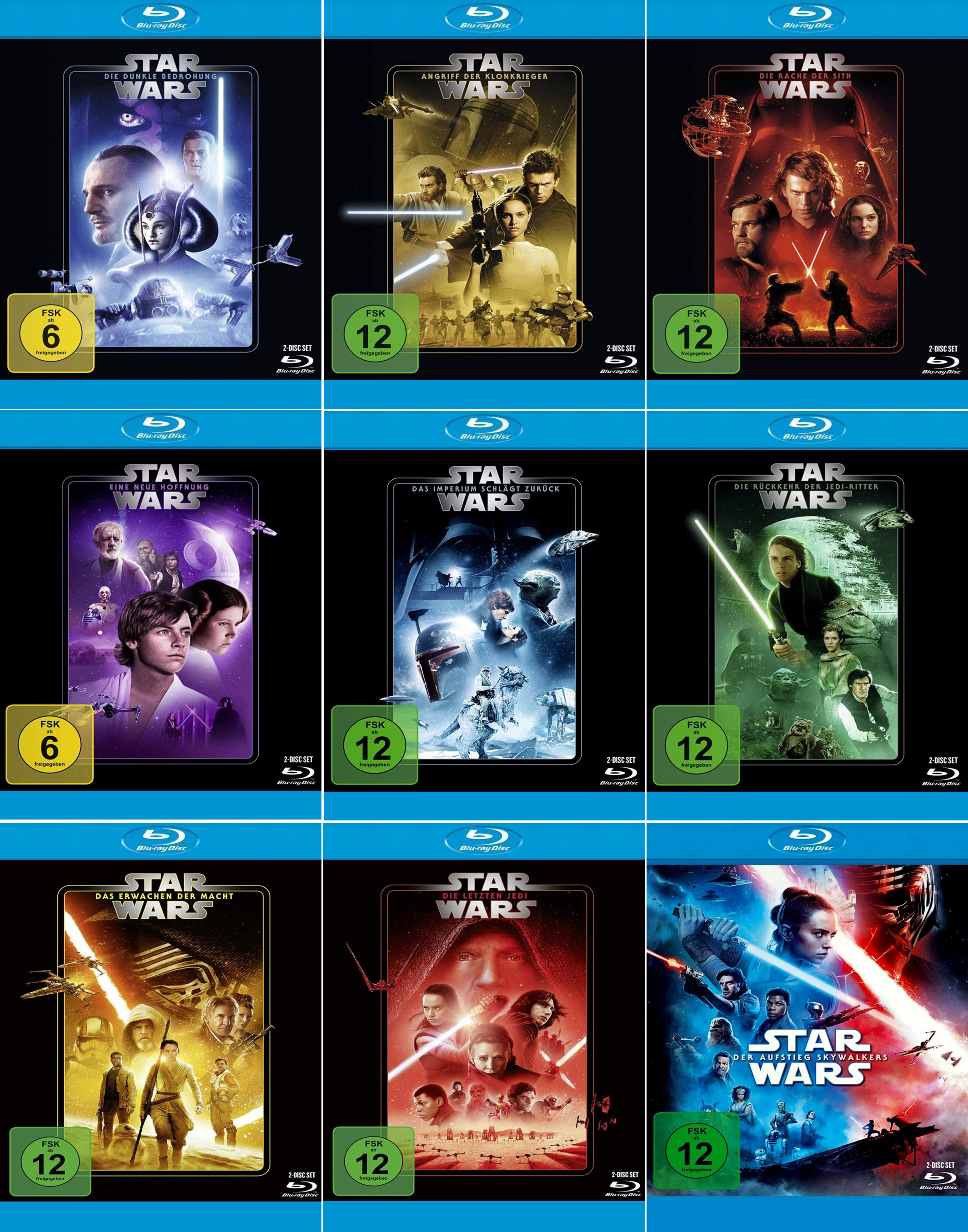 Star Wars 1 - 9 Komplett Paket (I - IX) Krieg der Sterne | 18-Blu